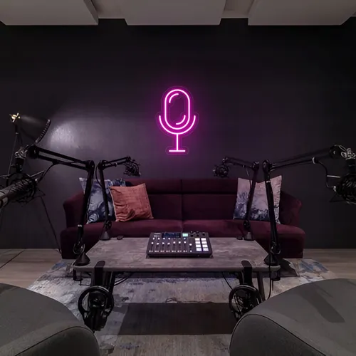 Stream Microphone Neon Sign - Webcam Covers Now