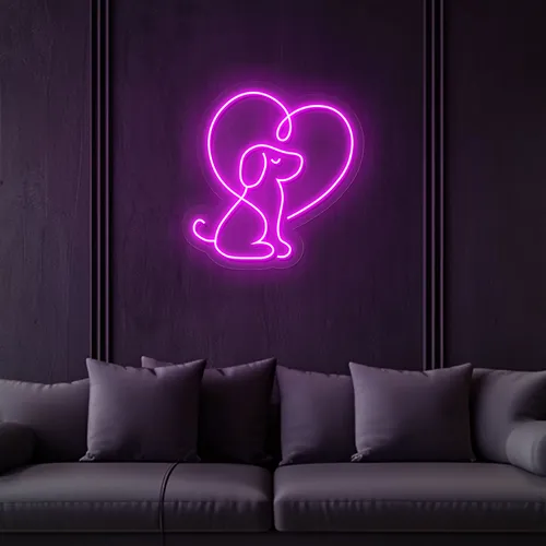 Scribble Dog Heart Neon Sign - Webcam Covers Now