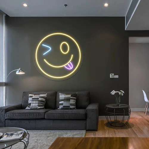 Crazy Goofy Emote Neon Sign - Webcam Covers Now