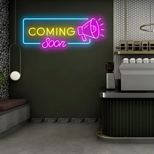 Coming Soon Neon Sign - Webcam Covers Now