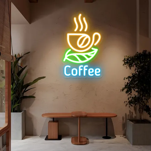 Café Glow Coffee Mug Neon Sign - Webcam Covers Now
