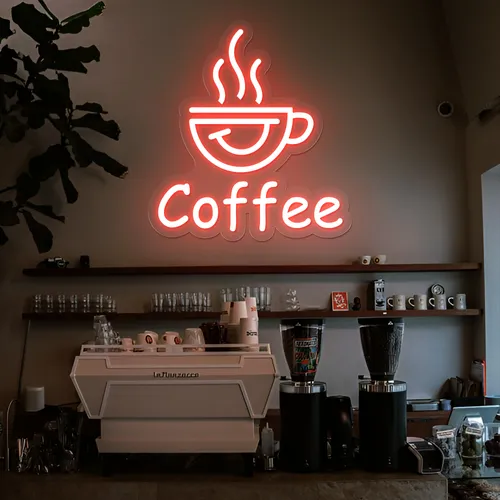 Thrilled Coffee Neon Sign - Webcam Covers Now