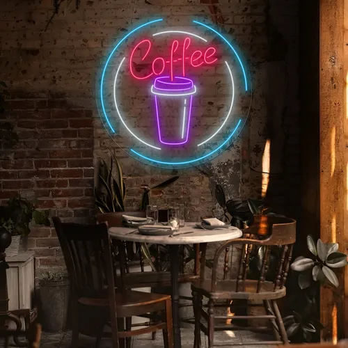 Custom Coffee Cup Neon Sign - Webcam Covers Now