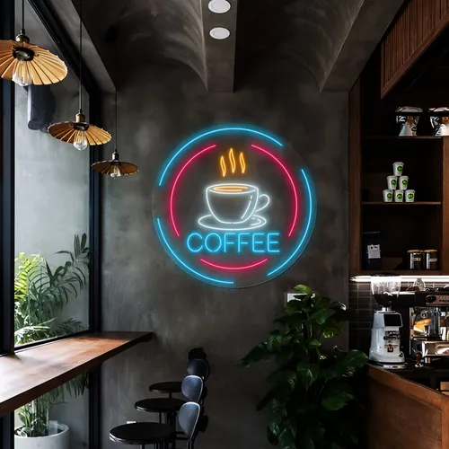 Steaming Cup Coffee Neon Sign - Webcam Covers Now