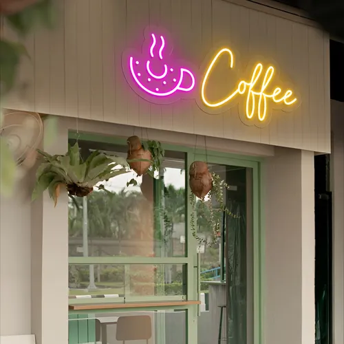 Donut Coffee Neon Sign - Webcam Covers Now