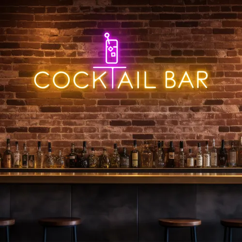 Bold Cocktail Bar Neon Sign - Webcam Covers Now