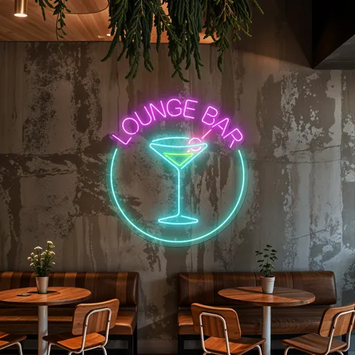 Martini Lounge Bar Neon Sign - Webcam Covers Now