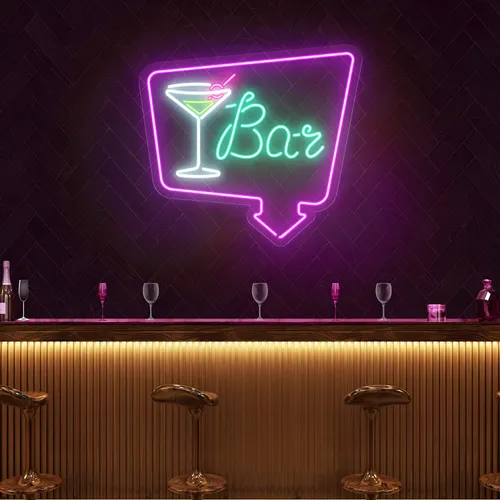 Chic Martini Bar Neon Sign - Webcam Covers Now