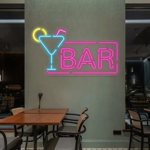 Vibrant Martini Neon Bar Sign - Webcam Covers Now