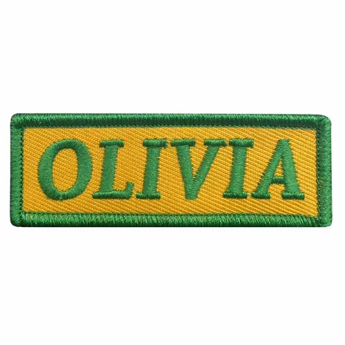 Green and Yellow Olivia Name Patch - Webcam Covers Now