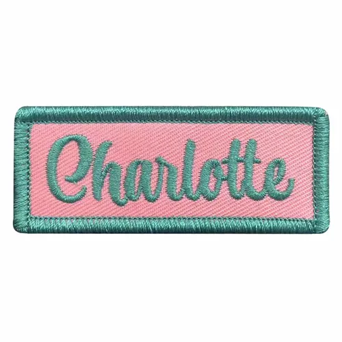 Teal and Pink Charlotte Name Patch - Webcam Covers Now