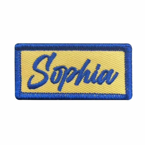 Blue and Cream Sophia Name Patch - Webcam Covers Now