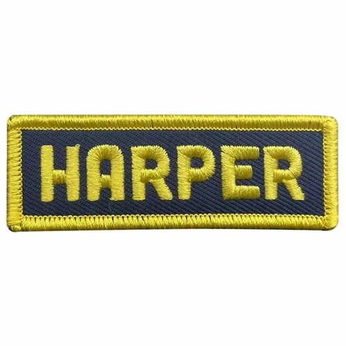 Yellow and Navy Harper Name Patch - Webcam Covers Now