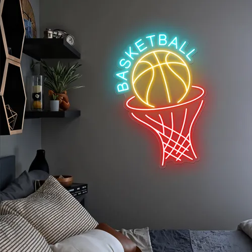 Basketball Neon Sign - Webcam Covers Now
