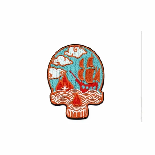 Blue and Orange Pirate Mural Skull Patch - Webcam Covers Now