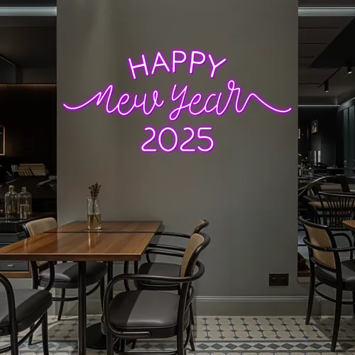 Happy New Year 2024 Neon Sign - Webcam Covers Now