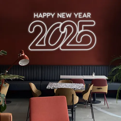 Frosty Happy New Year 2024 Neon Sign - Webcam Covers Now