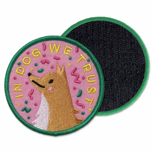 Round In Dog We Trust Velcro Patch - Webcam Covers Now