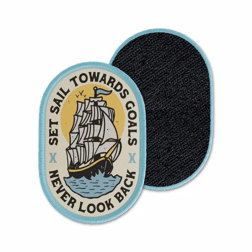 Oval Set Sail Never Look Back Velcro Patch - Webcam Covers Now