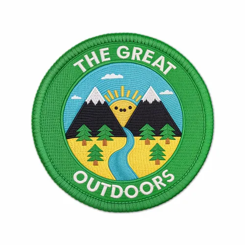 Round The Great Outdoors Iron On Patch - Webcam Covers Now