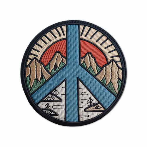 Round Natural Peace Iron On Patch - Webcam Covers Now
