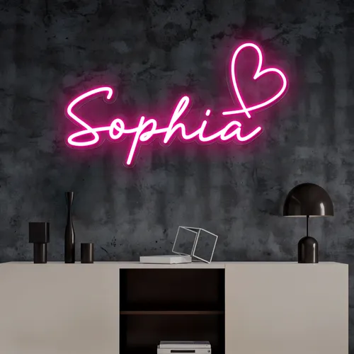 Sophia with Heart Neon Sign - Webcam Covers Now