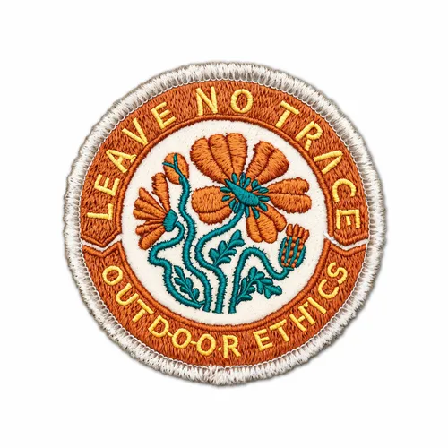Round Leave No Trace Iron On Patch - Webcam Covers Now