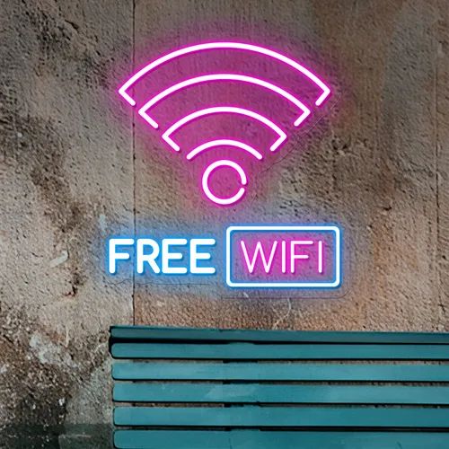 Free WIFI Zone Neon Sign - Webcam Covers Now