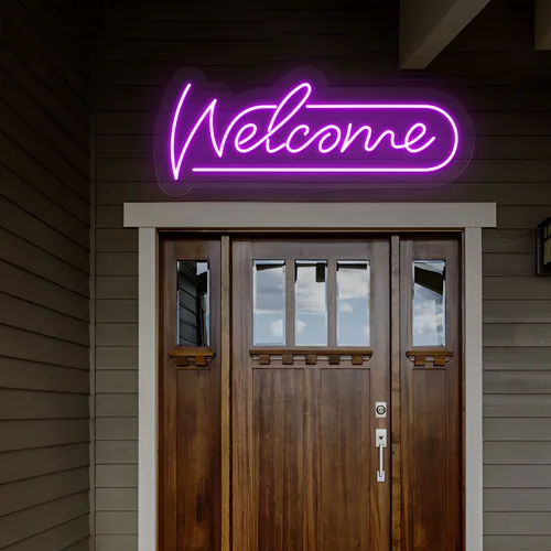 Stylish Welcome Neon Sign - Webcam Covers Now