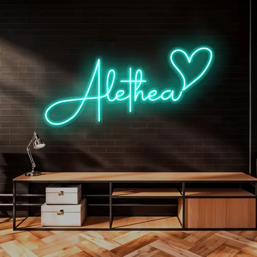 Alethea with Heart Neon Sign - Webcam Covers Now