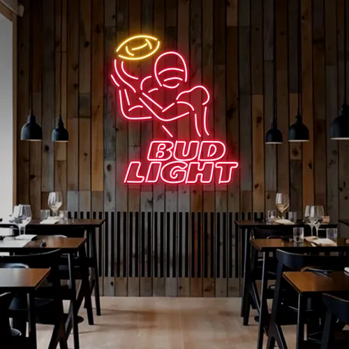 Team Football Bud Light Neon Sign - Webcam Covers Now