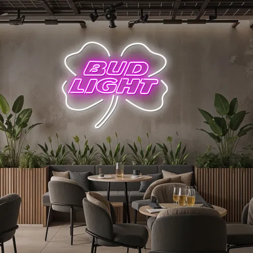 Lucky Clover Bud Light Neon Sign - Webcam Covers Now