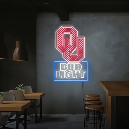OU Bud Light Neon Sign - Webcam Covers Now