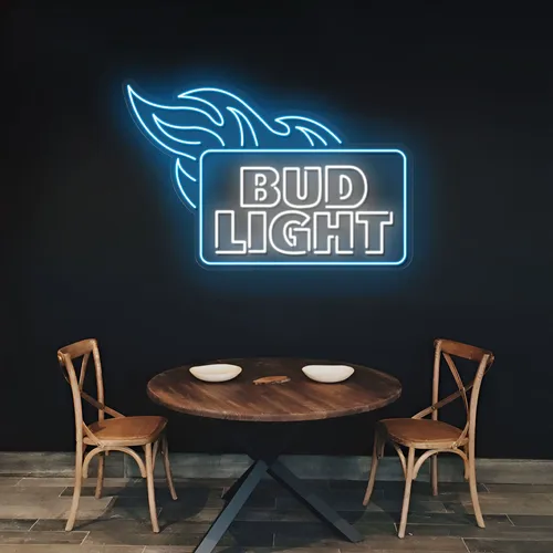 Fiery Bud Light Neon Sign - Webcam Covers Now