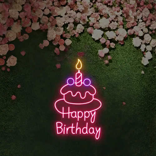Happy Birthday Wishes Neon Sign - Webcam Covers Now