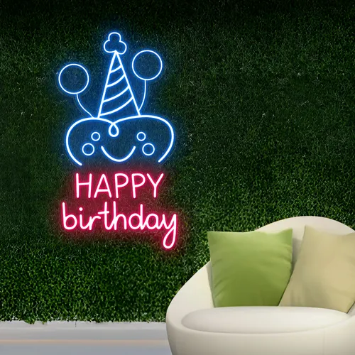 Celebrate Happy Birthday Neon Sign - Webcam Covers Now