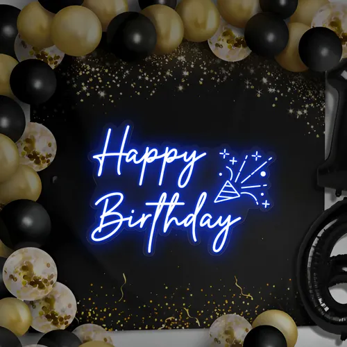 Happy Birthday Cheers Neon Sign - Webcam Covers Now