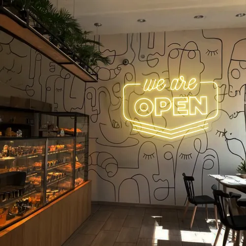 Vibrant Open Neon Sign - Webcam Covers Now