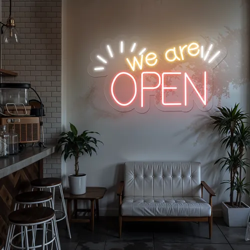 Eye-Catching Open Neon Sign - Webcam Covers Now