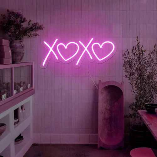 XOXO Heart Pink Neon Sign - Webcam Covers Now