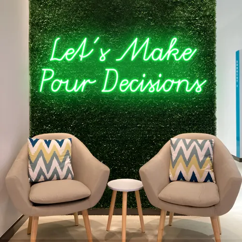 Stylish "Let's Make Pour Decisions" Neon Sign - Webcam Covers Now