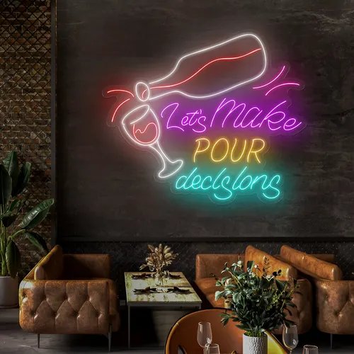 Trendy "Let's Make Pour Decisions" Neon Sign - Webcam Covers Now