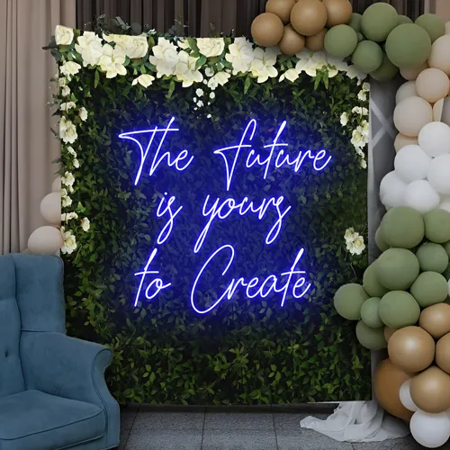 Motivating The Future is Yours to Create Neon Sign - Webcam Covers Now