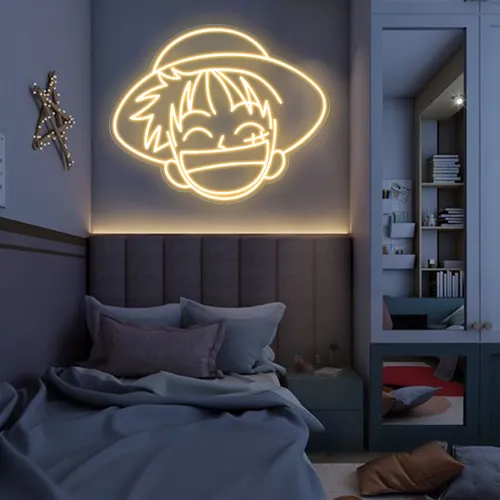 Monkey Luffy Neon Sign - Webcam Covers Now