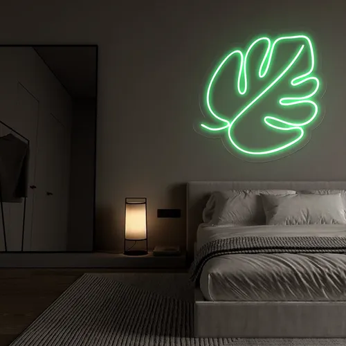 Tropical Monstera Leaf Neon Sign - Webcam Covers Now