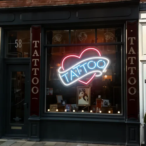 Tattoo Heart Window Neon Sign - Webcam Covers Now