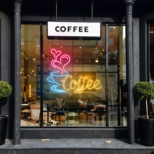 Coffee Love Window Neon Sign - Webcam Covers Now