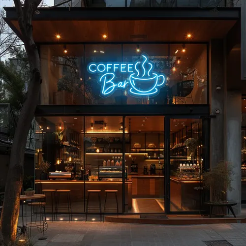 Coffee Bar Window Neon Sign - Webcam Covers Now