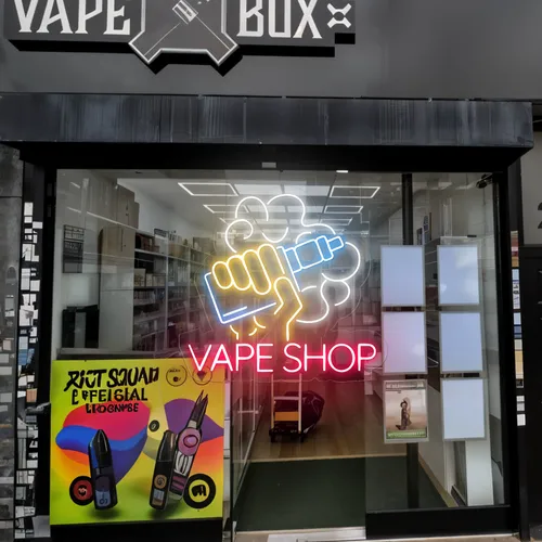 Vape Shop Window Neon Sign - Webcam Covers Now