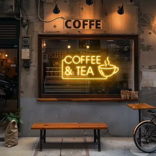Coffee Tea Window Neon Sign - Webcam Covers Now